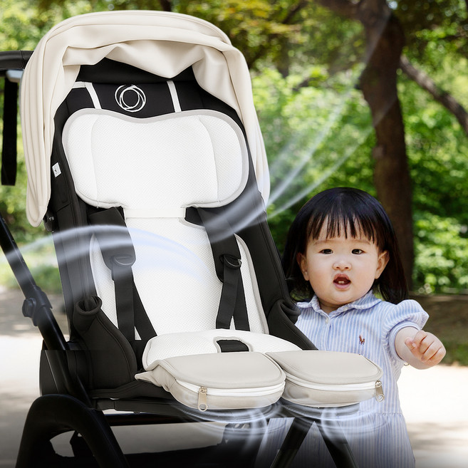 보아르 아가윈디 통풍 2세대 듀얼팬 아기 쿨링 유모차 라이너 시트, 1개, 화이트