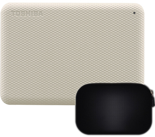 도시바 칸비오 외장하드 어드밴스 2세대 + 파우치 세트, 4TB, 크림 화이트