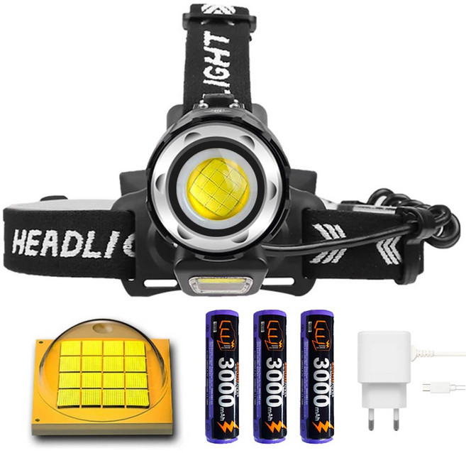 몬스터파워 헤드랜턴 XHP160, 1세트, 블랙