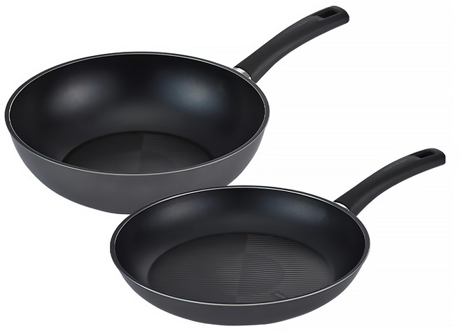 HAPPYCALL Mond系列 鑽石IH不沾鍋兩件組, 28 公分平底鍋 + 28 公分深炒鍋, 藍黑色, 1組