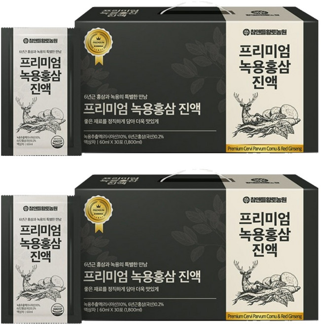 참앤들황토농원 프리미엄 녹용홍삼진액 30p, 2개, 1.8L