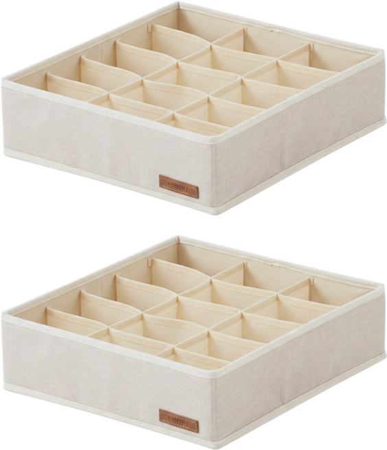 HANSSEM 森貝丁 內衣收納盒 15格, 米色, 2個