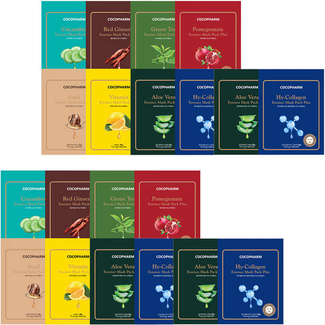 COCOPHARM 네이처바이 에센스 마스크팩 플러스 혼합 100p 세트, 2세트