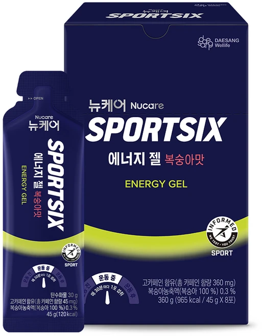 뉴케어스포식스 정품 에너지 젤 복숭아맛, 8회분, 1개 - 쿠팡