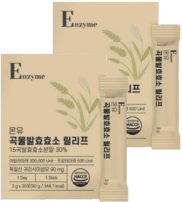 온유바이오 곡물발효효소 릴리프 30p, 2개, 90g