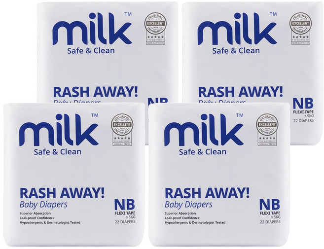 milk 鎖水芯牛奶尿布 黏貼型 ~5kg, 88片, NB