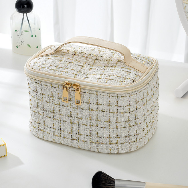 코멧 클래식 트위드 대용량 화장품 파우치