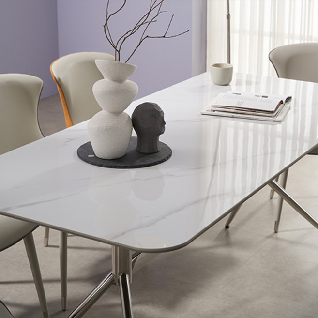 잉글랜더 밀란 리버서블 통세라믹 스테인레스 1400 4인용 식탁 방문설치, 식탁(마블화이트 + 그레이)