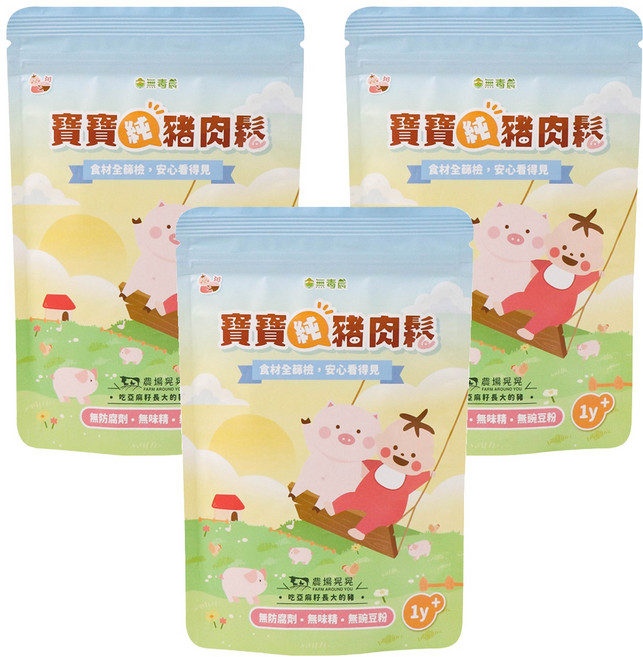 粥寶寶 寶寶純豬肉鬆 12個月以上, 100g, 3包
