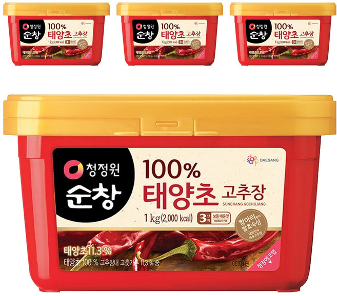 청정원순창 태양초 고추장, 1kg, 4개