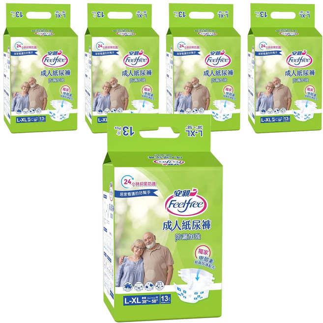 Feelfree 安親 成人紙尿褲 防漏加強型, L~XL(38~58吋), 13片, 5包