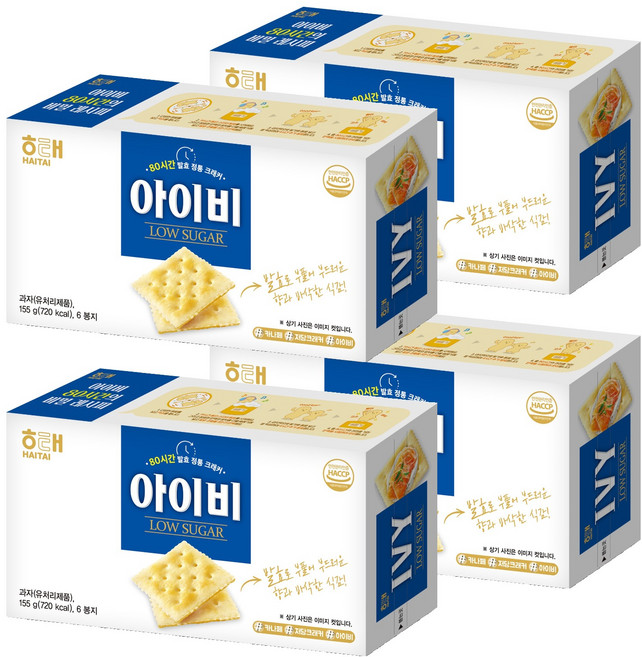 해태제과 아이비 크래커, 155g, 4개