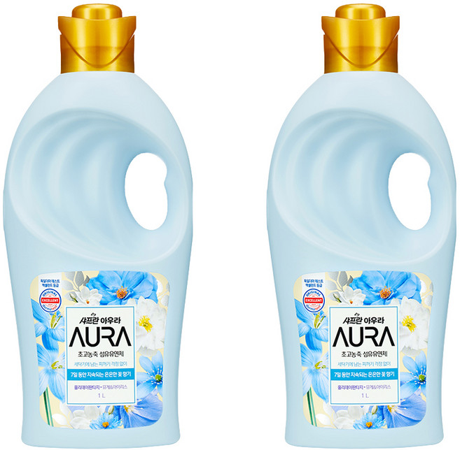 아우라 초고농축 섬유유연제 홀리데이판타지 본품, 1L, 2개