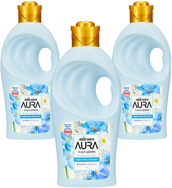 아우라 초고농축 섬유유연제 홀리데이판타지 본품, 1L, 3개