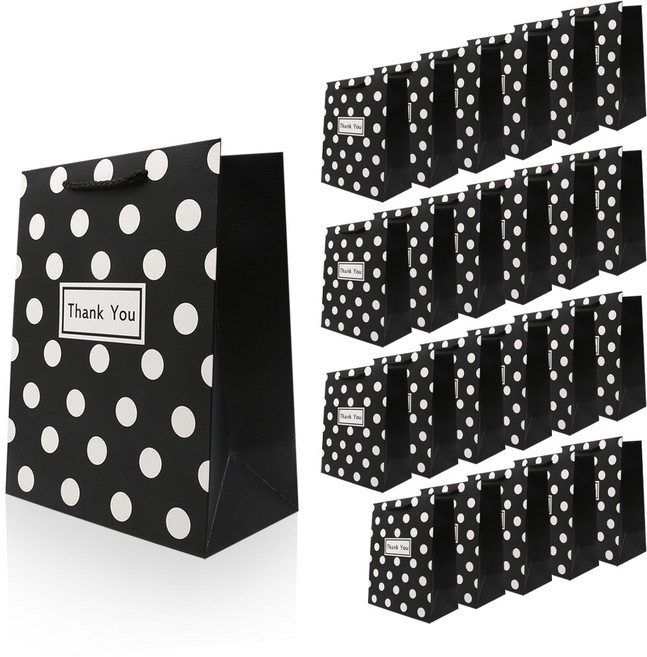 리드홈 튼튼한 코팅 쇼핑백, 땡땡이, 24개