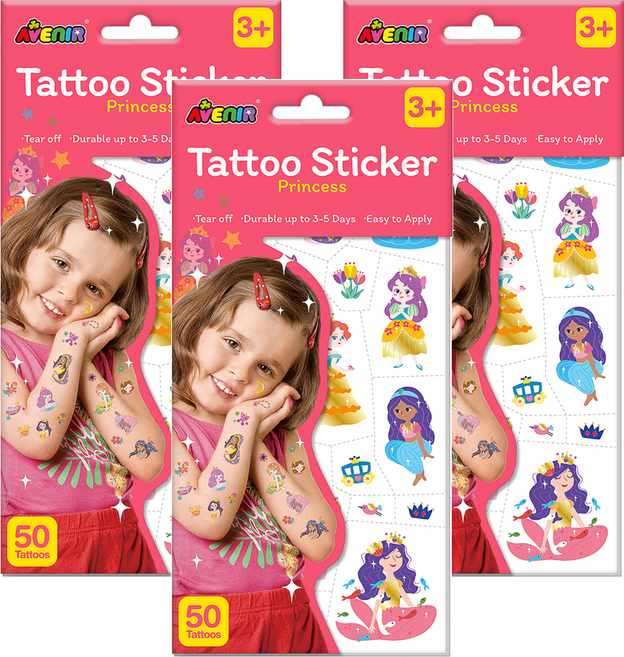 AVEnIR 童趣紋身貼紙, 3個, 公主