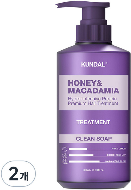 쿤달 트리트먼트 클린솝향, 500ml, 2개
