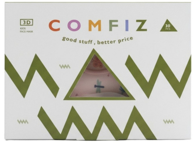 COMFIZ 康菲 大童3D醫療口罩 13 x 10cm 7~12歲, 30片, 1盒, 叢林探險 米色