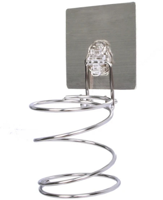 LOti 樂貼 居家達人 環保無痕魔力貼掛勾 吹風機架 魔力貼 9.5 x 9.5cm + 吹風機架 10 x 8.5 x 13cm 120g, 1個, 銀色