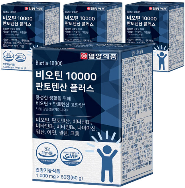 일양약품 비오틴 10000 판토텐산 플러스, 60정, 4개