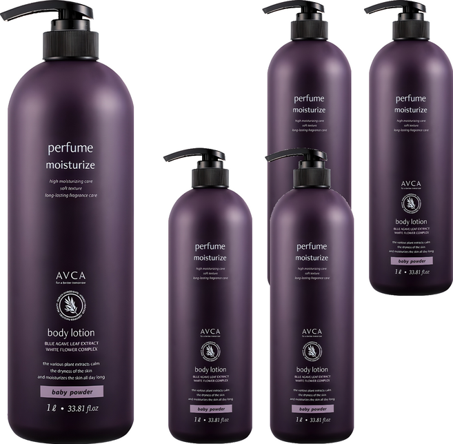 아브카 퍼퓸 대용량 바디로션 베이비파우더향, 1L, 5개