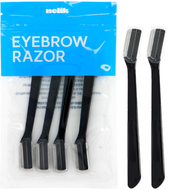 넬릭 깔끄미 뚜껑식 눈썹 정리 칼, 4개, 블랙