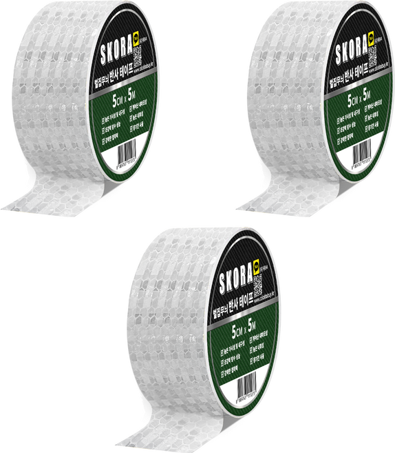 스코라 벌집무늬 반사 테이프, 3개, 실버