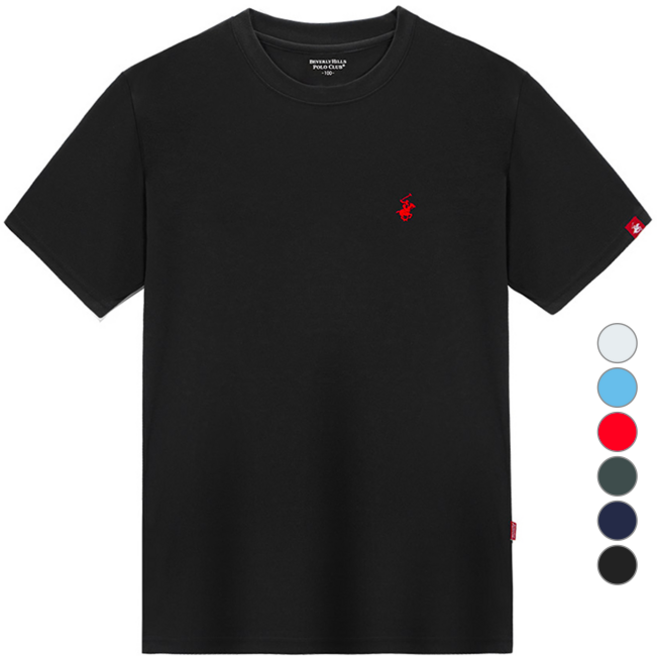 BEVERLY HILLS POLO CLUB 比佛利保羅 男女通用 涼感 透氣 Ice Cool-ever 小標誌 短袖 T恤 CPW0T05, 黑色