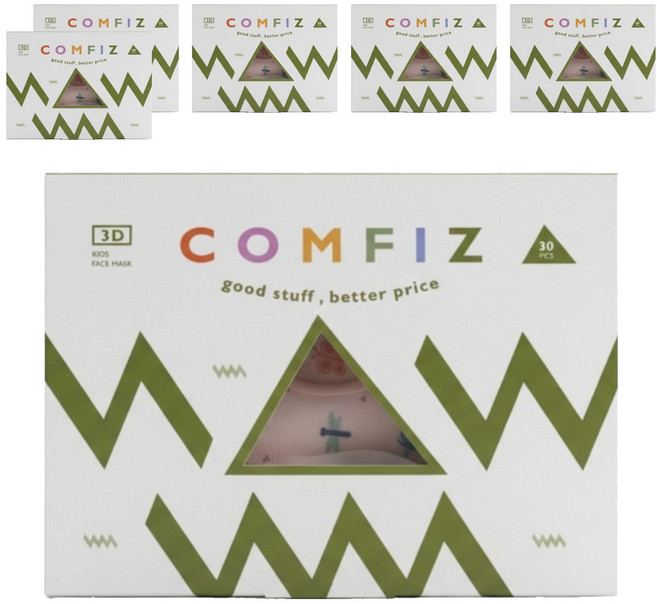COMFIZ 康菲 大童3D醫療口罩 13 x 10cm 7~12歲, 30片, 6盒, 叢林探險 米色