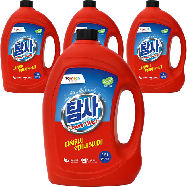 탐사 파워워시 액체세제 본품, 2.5L, 4개