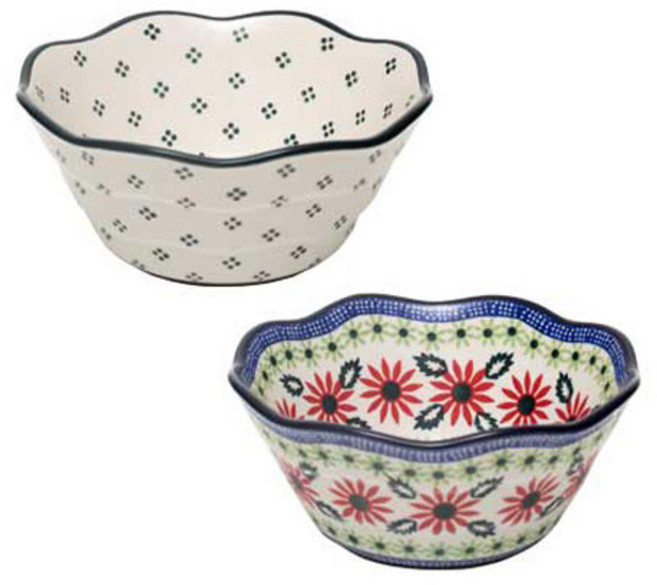 파뷔에 폴 화이트 플라워 면기 2종 세트, 혼합색상, 1세트