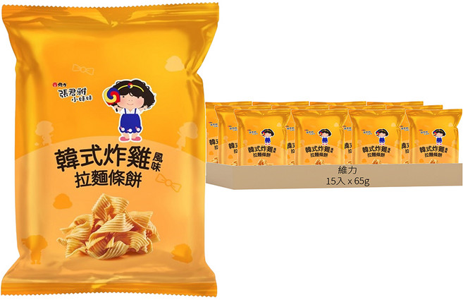 維力 張君雅小妹妹 拉麵條餅 韓式炸雞口味, 65g, 15入