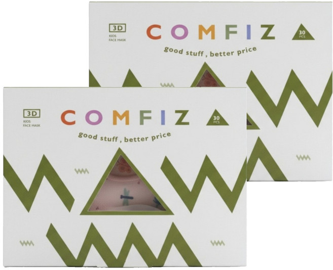 COMFIZ 康菲 大童3D醫療口罩 13 x 10cm 7~12歲, 30片, 2盒, 叢林探險 米色