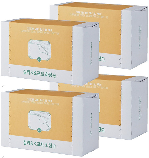 더페이스샵 데일리뷰티툴즈 실키 앤 소프트 화장솜, 80개입, 4개