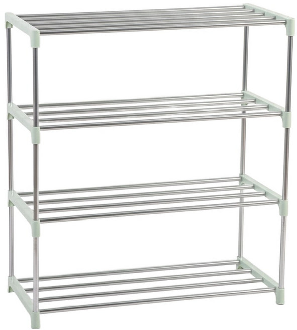小麥購物 北歐簡約鍍鋅鋼4層鞋架 L2917, 北歐綠, 1個