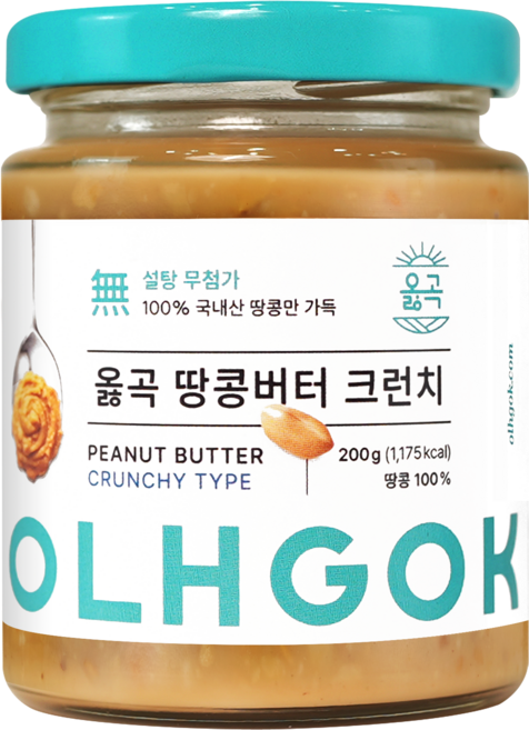 옳곡 100% 국내산 땅콩버터 크런치, 200g, 1개