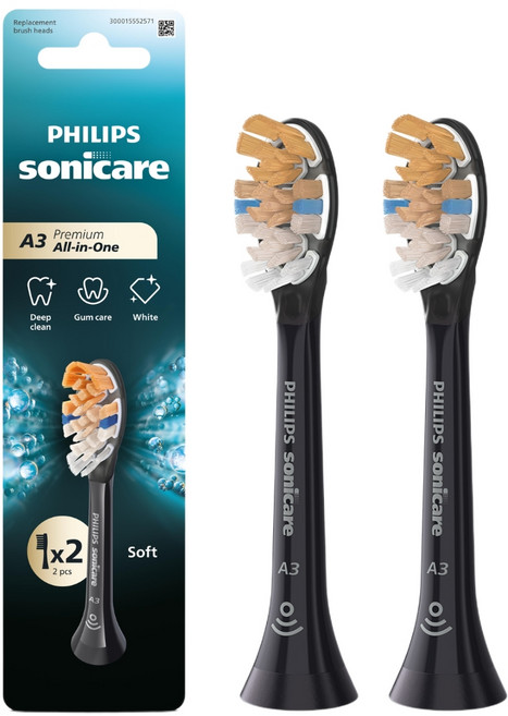PHILIPS 飛利浦 A3 Premium All-in-One 刷頭 黑色, HX9092/91, 2個