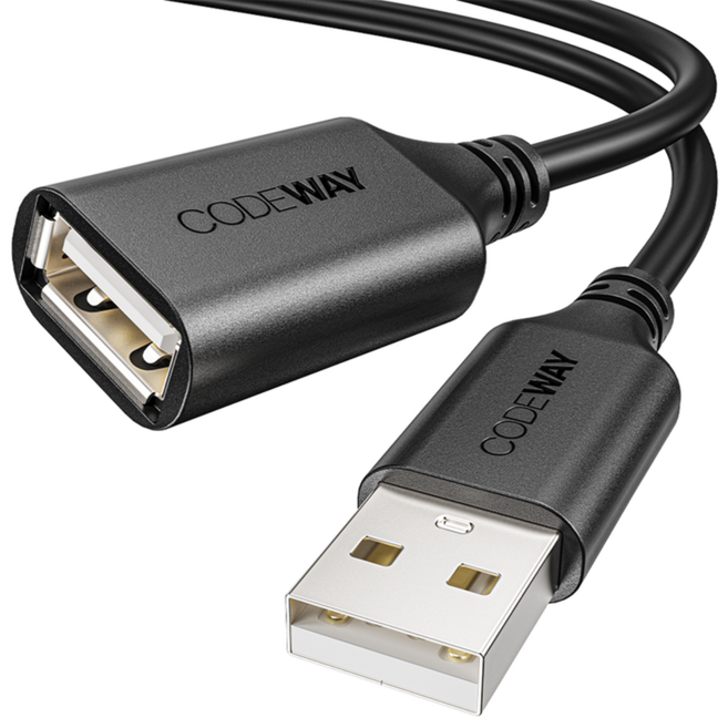 CODEWAY USB 2.0 480Mbps 公對母 高速傳輸延長線, 3m, 黑色, 1條