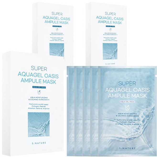 에스네이처 수퍼 아쿠아겔 오아시스 앰플 마스크팩 30ml, 5개입, 3개