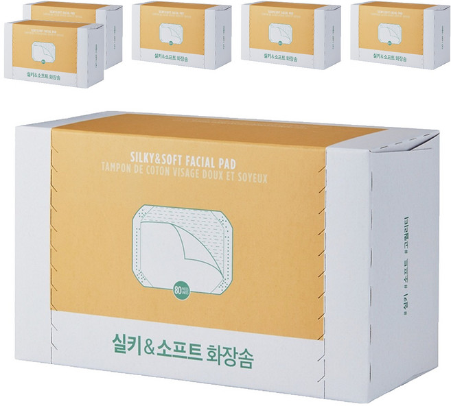 더페이스샵 데일리뷰티툴즈 실키 앤 소프트 화장솜, 80매입, 6개