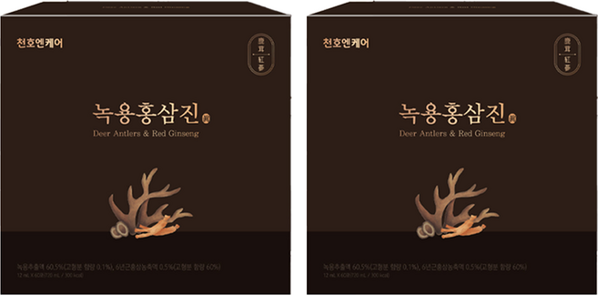 천호엔케어 녹용홍삼진 스틱 선물세트 60p + 쇼핑백, 720ml, 2개