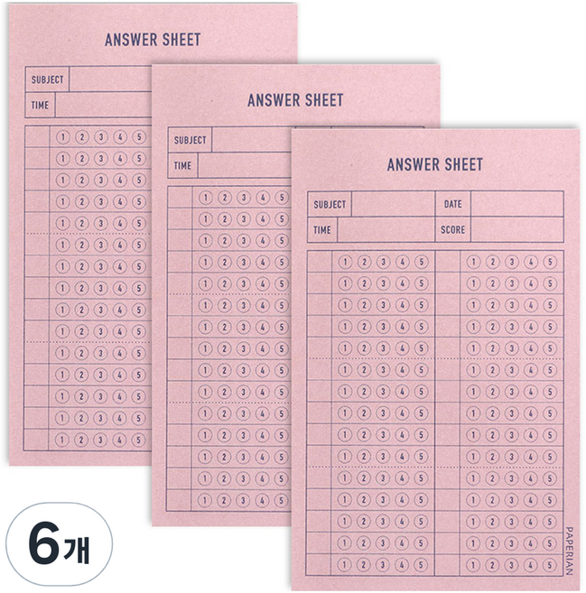 페이퍼리안 메이크어메모 메모패드, 답안지, 80매, 6개