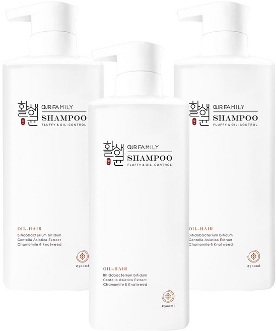 OUR FAMILY 一家人 植淨控油髮浴, 500ml, 3瓶