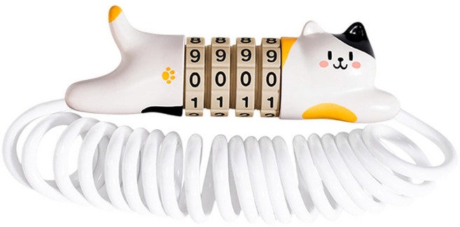 ROCKBROS 洛克兄弟 可愛貓咪便攜式密碼鎖, 白色, 1個