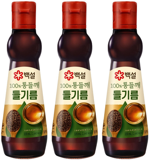 백설 100% 통들깨 들기름, 320ml, 3개