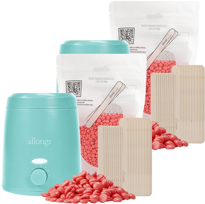 알롱 셀프 왁싱 미니 워머기 + 하드왁스 베리베리 + 스파츌라 세트, 200g, 2개