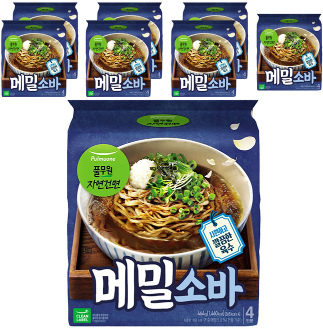 풀무원 자연건면 메밀소바, 464g, 8개