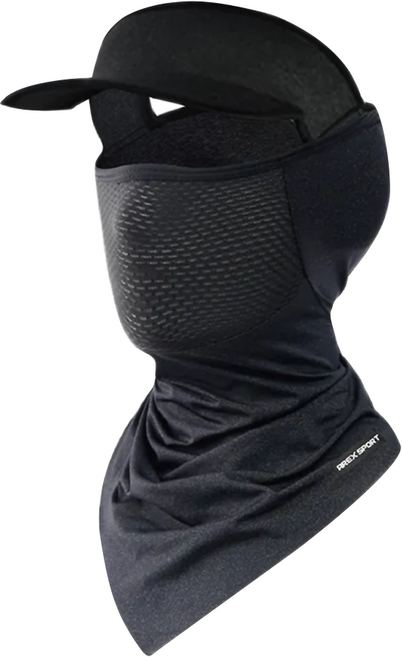 AREX SPORT 戶外騎行防曬面罩親膚冰絲網眼護臉遮頸脖圍三角巾 有帽簷 AS-3494, 岩石灰, 1個