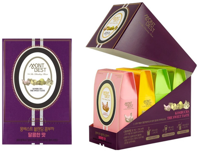 몽베스트 블랜딩 콤부차 달콤한 4가지맛 딸기바나나 유자파인애플 레몬라임 샤인머스캣망고, 5g, 40개입, 1개