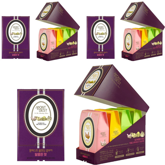몽베스트 블랜딩 콤부차 달콤한 4가지맛 딸기바나나 유자파인애플 레몬라임 샤인머스캣망고, 5g, 40개입, 3세트